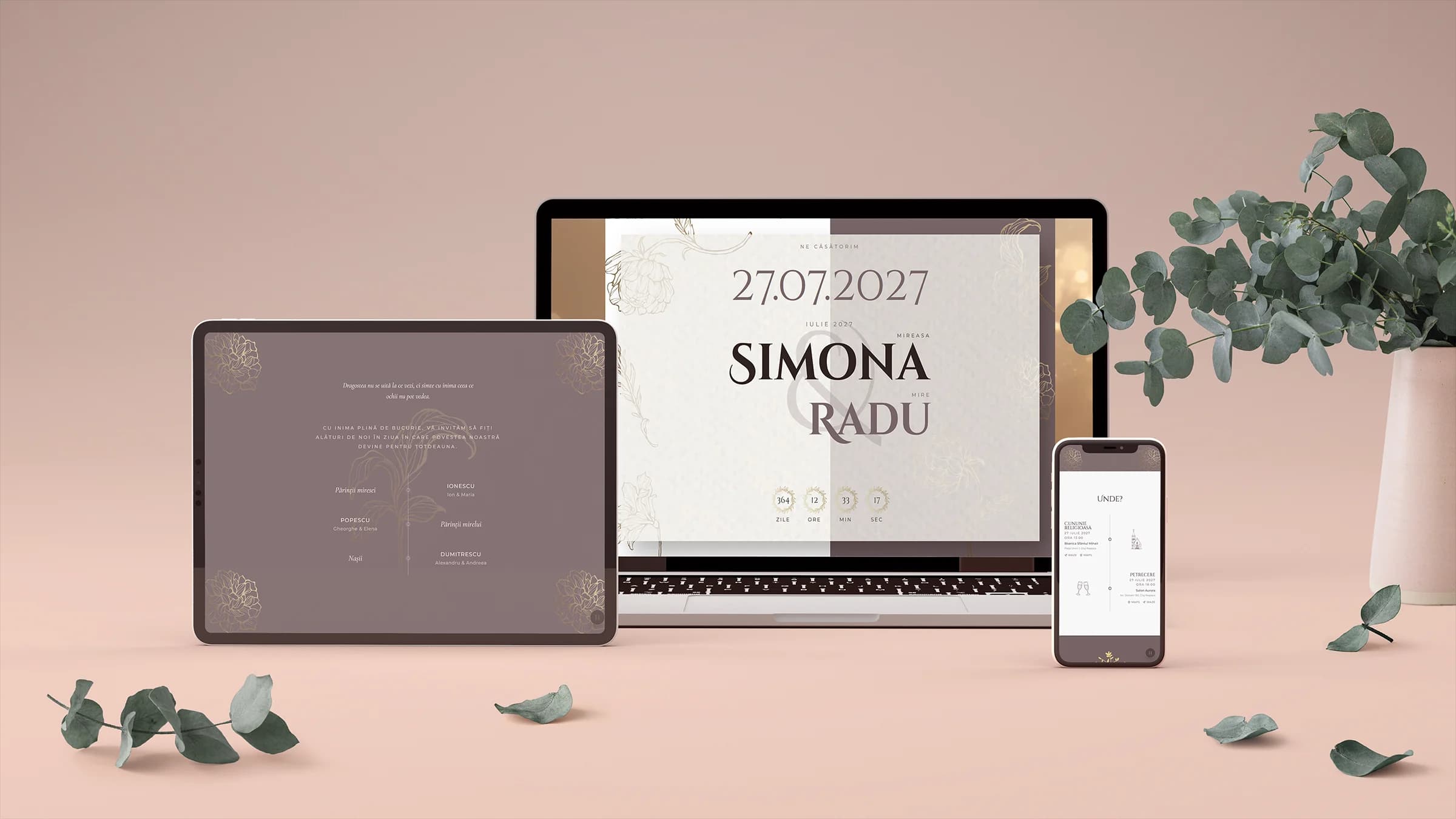 Invitație de nuntă digitală Eden