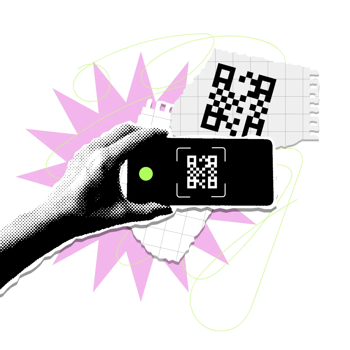 Card cu cod QR personalizat, ținut în mână la un eveniment