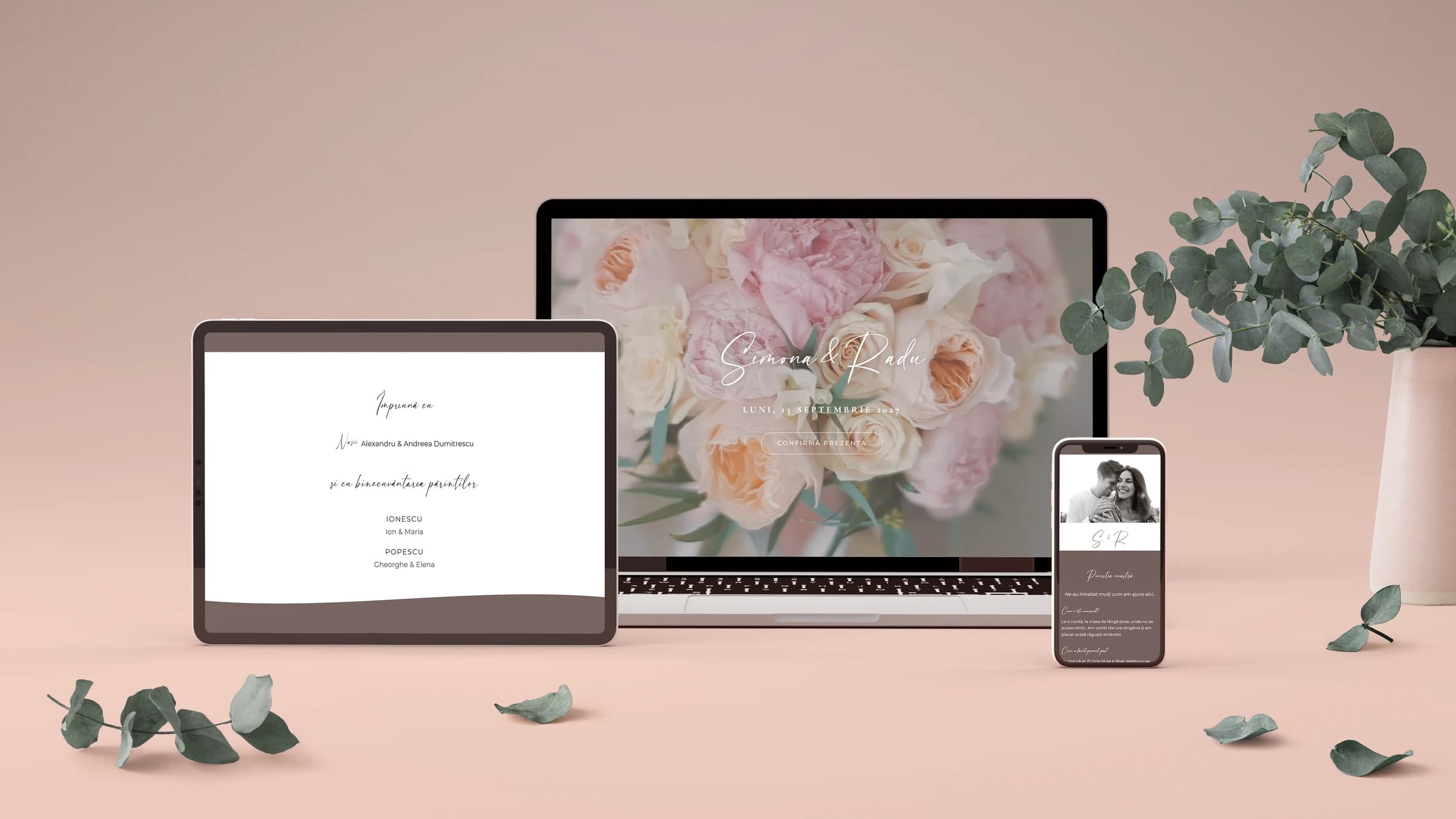 Invitație de nuntă digitală Floral Bouquet