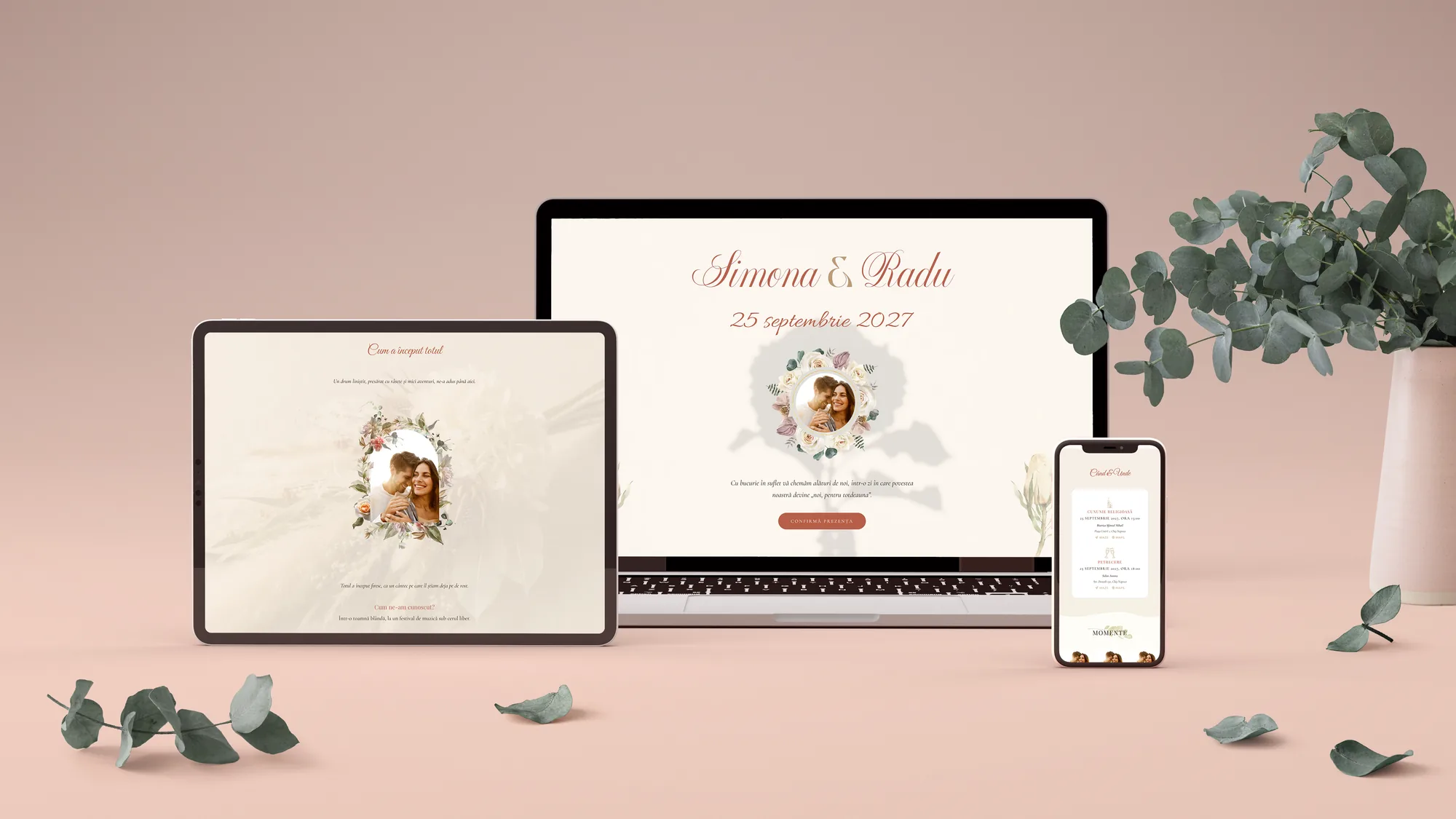 Invitație de nuntă digitală Sienna